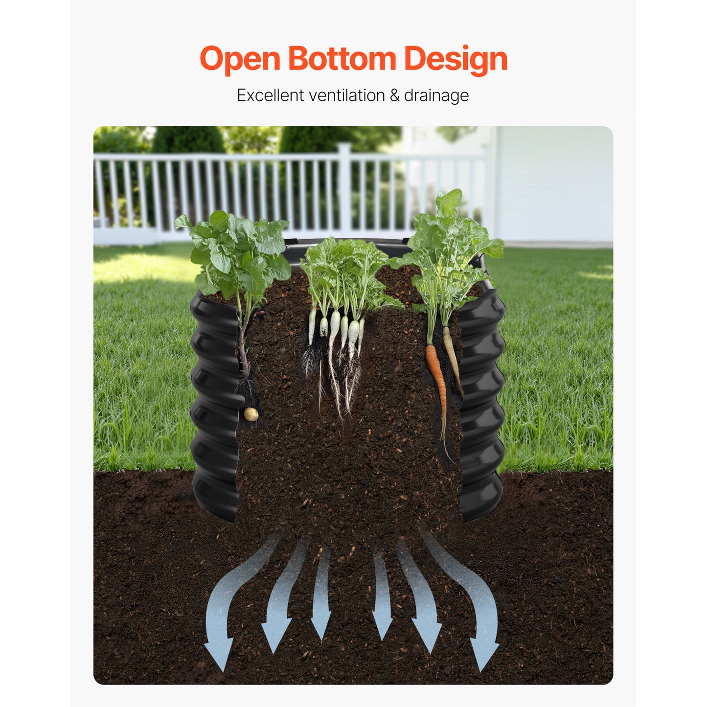 8x2x2 ft Oval Galvanized Metal Raised Garden Bed – 2ft Deep Dark Gray Outdoor Planter Box with Reinforcement Bars & Safe Rolled Edges