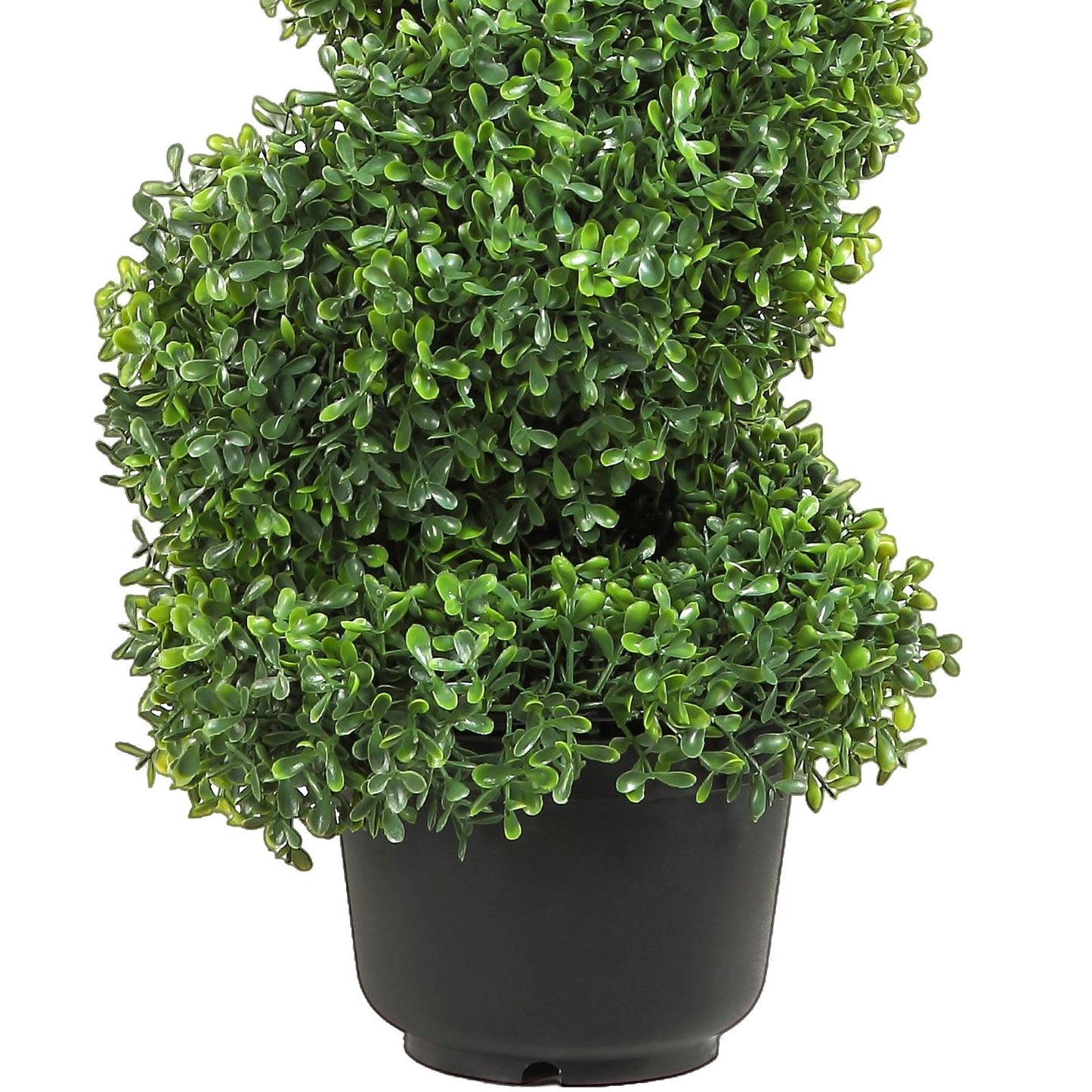 3ft Artificial Boxwood Spiral Topiary Trees (2-Piece Set) – 5-Layer Faux Boxwood Tower Spiral Plant with Weighted Base & 10 Replacement Leaves