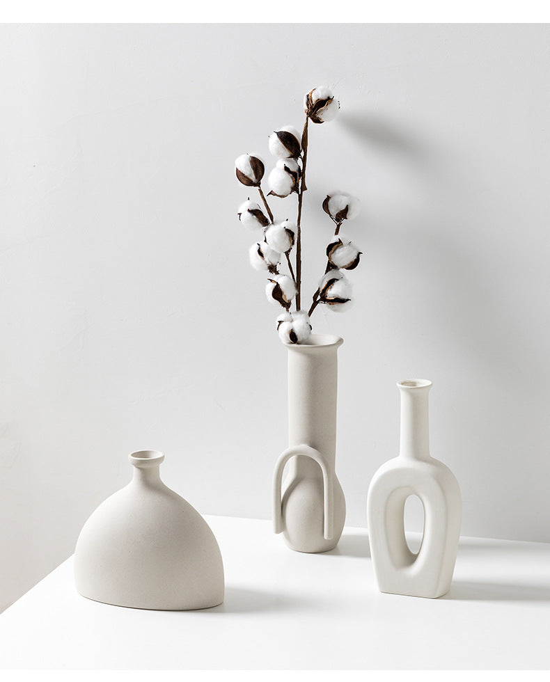 Nordic Minimalist Ceramic Vase Set – Modern Abstract Home Decor