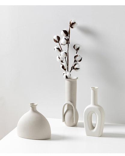 Nordic Minimalist Ceramic Vase Set – Modern Abstract Home Decor