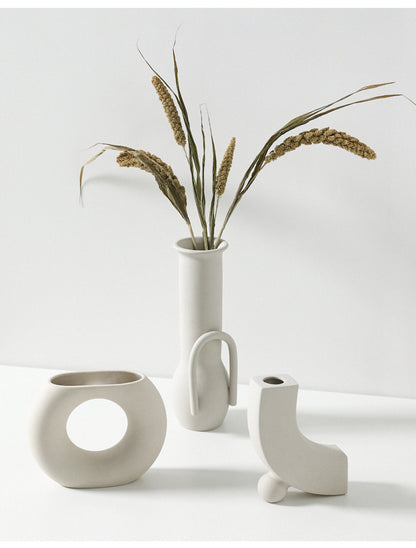 Nordic Minimalist Ceramic Vase Set – Modern Abstract Home Decor