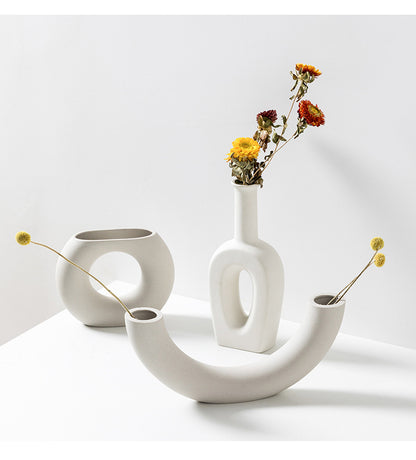 Nordic Minimalist Ceramic Vase Set – Modern Abstract Home Decor