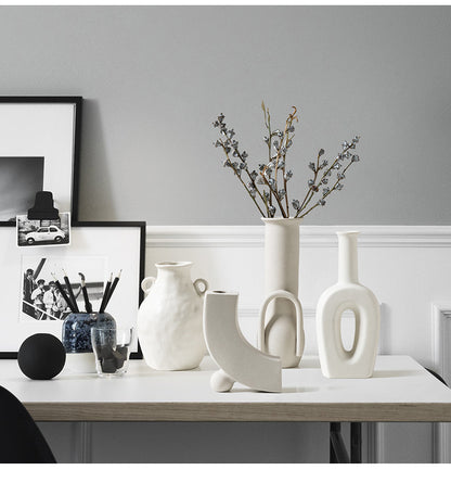 Nordic Minimalist Ceramic Vase Set – Modern Abstract Home Decor