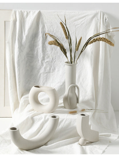 Nordic Minimalist Ceramic Vase Set – Modern Abstract Home Decor