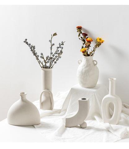 Nordic Minimalist Ceramic Vase Set – Modern Abstract Home Decor
