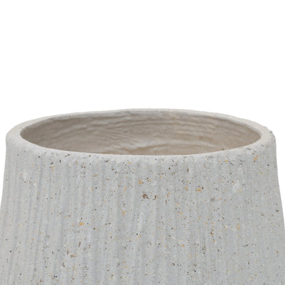 11-Inch Round Magnesium Oxide Planter with Cement Texture – Large Indoor & Outdoor Plant Pot with Drainage Holes