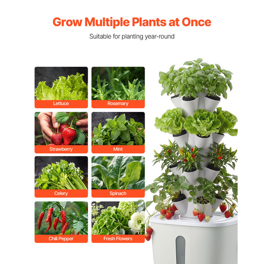 20-Pod Hydroponic Tower Growing System (4 Tiers) – Vertical Indoor Home Hydronic Garden Kit with 20L Water Tank & Pump
