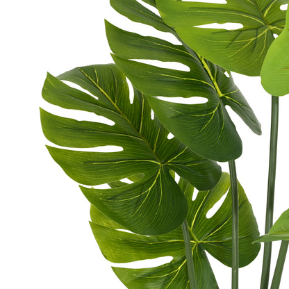 57-Inch Artificial Monstera Deliciosa Plant – Large 4.7-Foot Faux Swiss Cheese Tropical Tree with Weighted 7.6" Black Pot