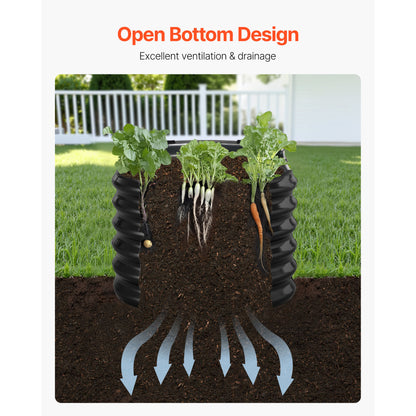 8x2x2 ft Oval Galvanized Metal Raised Garden Bed – 2ft Deep Dark Gray Outdoor Planter Box with Reinforcement Bars & Safe Rolled Edges