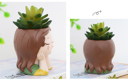 Hand-Painted Miniature Resin Succulent Pots – Durable Desktop Flower Pot Set for Indoor Gardening Plants