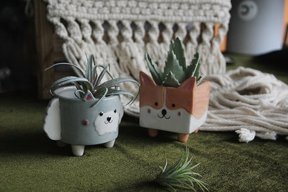Cartoon Dog Ceramic Succulent Planter | Cute Character Flower Pot
