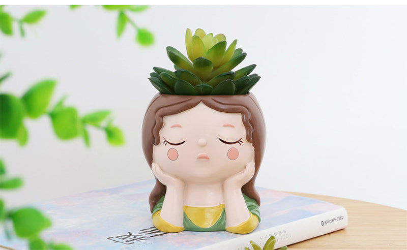 Hand-Painted Miniature Resin Succulent Pots – Durable Desktop Flower Pot Set for Indoor Gardening Plants