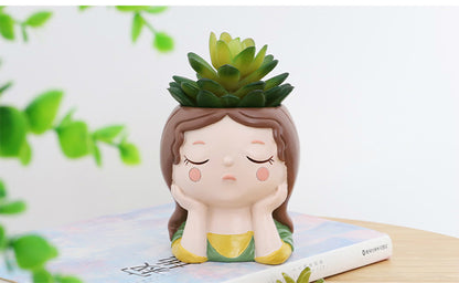 Hand-Painted Miniature Resin Succulent Pots – Durable Desktop Flower Pot Set for Indoor Gardening Plants