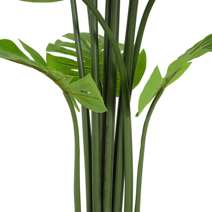 57-Inch Artificial Monstera Deliciosa Plant – Large 4.7-Foot Faux Swiss Cheese Tropical Tree with Weighted 7.6" Black Pot
