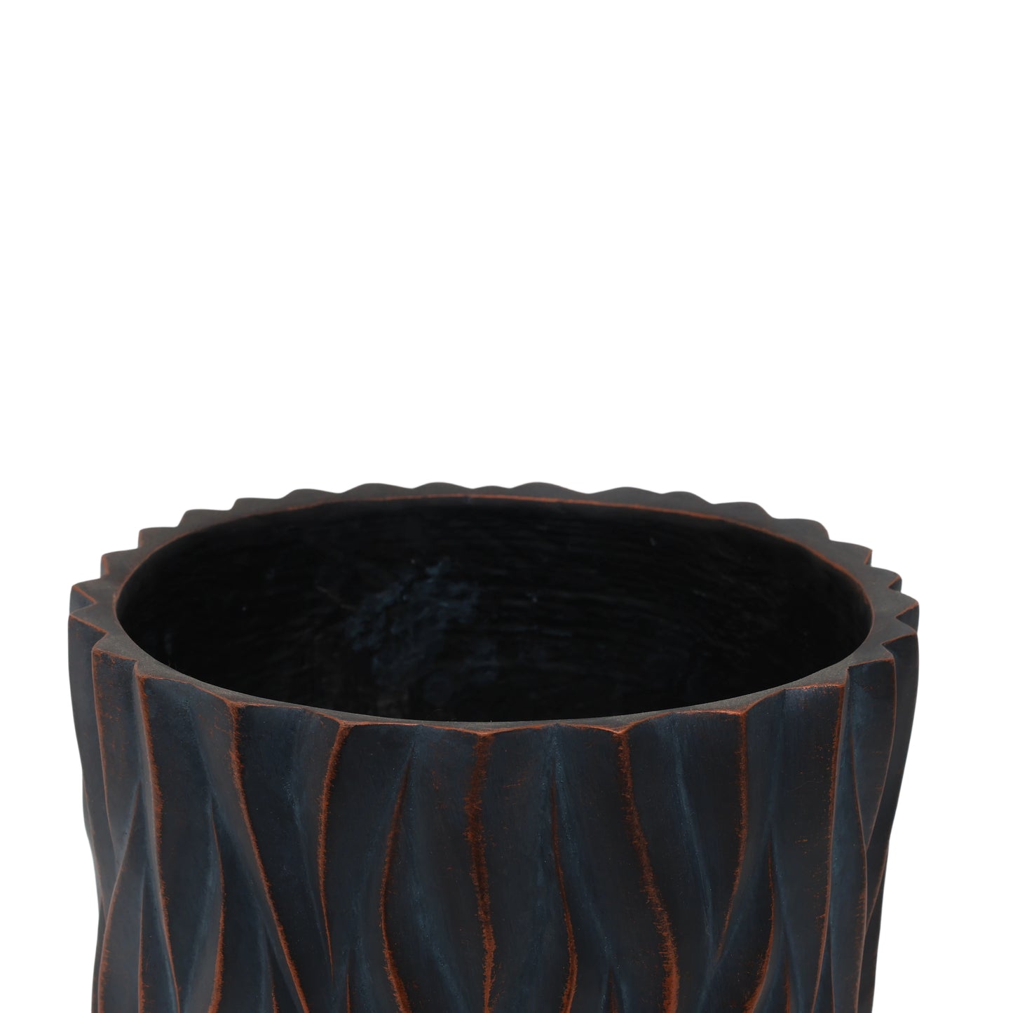 Set of 2 Large Round Concrete-Look Planters - Lightweight MgO Outdoor Flower Pots