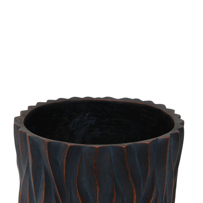 Set of 2 Large Round Concrete-Look Planters - Lightweight MgO Outdoor Flower Pots