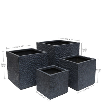 Set of 4 Modern Square Planters - Large Indoor/Outdoor Pot