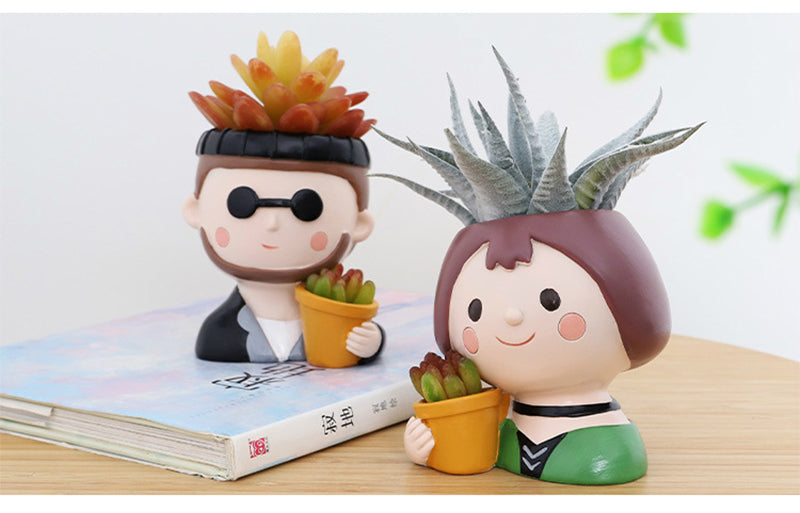 Hand-Painted Miniature Resin Succulent Pots – Durable Desktop Flower Pot Set for Indoor Gardening Plants