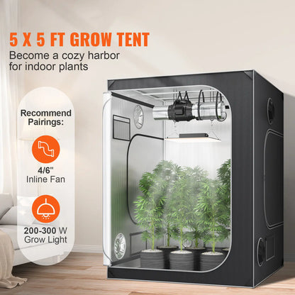 5x5 ft indoor grow tent with 200-300W grow light and 4/6 inch inline fan setup – SoilMate Collective