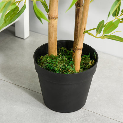 Artificial Bamboo Tree Set of 2 – 120cm Faux Indoor Plant with Weighted Cement Pot