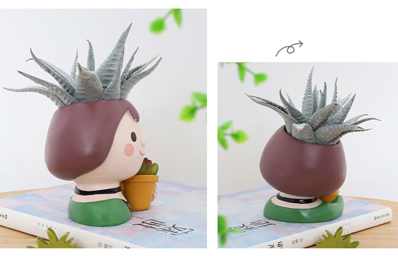 Hand-Painted Miniature Resin Succulent Pots – Durable Desktop Flower Pot Set for Indoor Gardening Plants