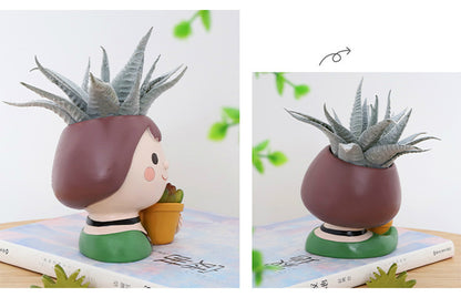 Hand-Painted Miniature Resin Succulent Pots – Durable Desktop Flower Pot Set for Indoor Gardening Plants