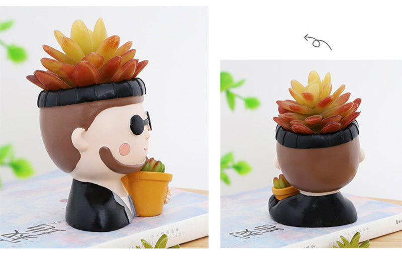 Hand-Painted Miniature Resin Succulent Pots – Durable Desktop Flower Pot Set for Indoor Gardening Plants