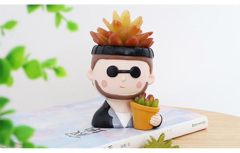 Hand-Painted Miniature Resin Succulent Pots – Durable Desktop Flower Pot Set for Indoor Gardening Plants