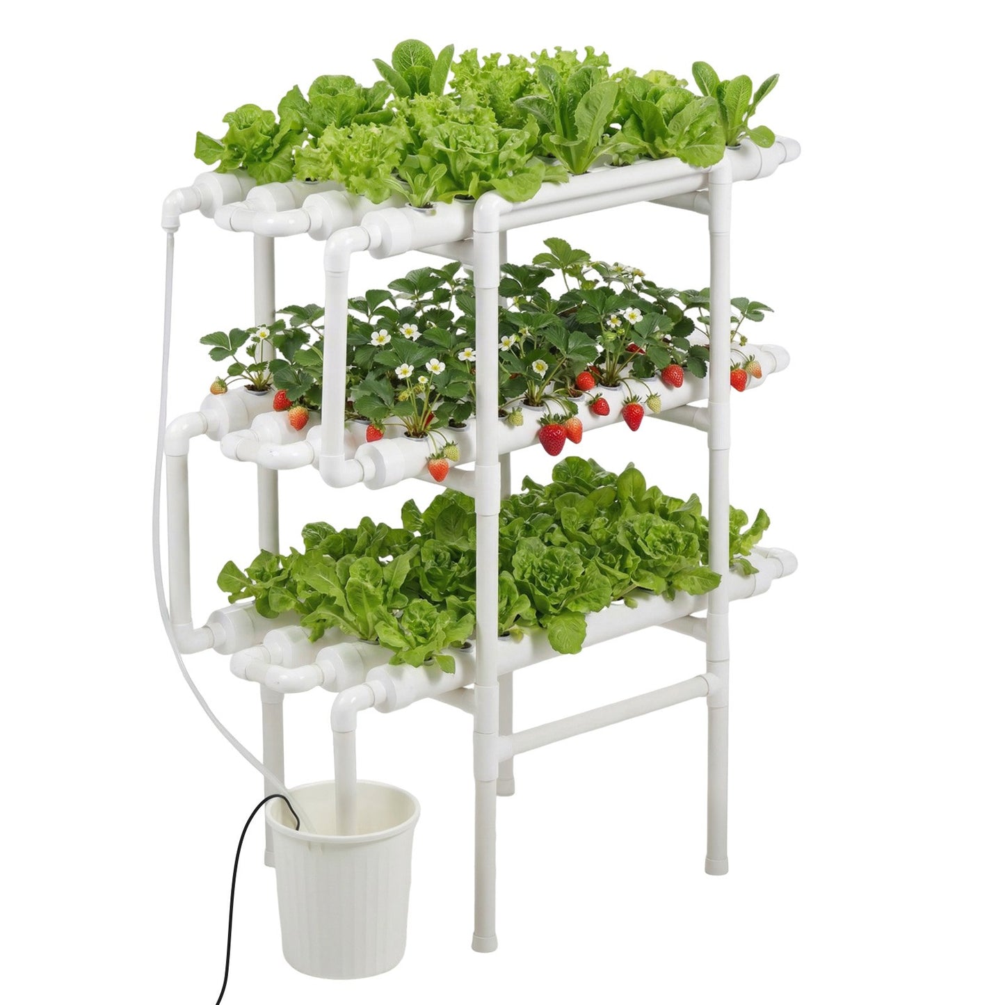 3-Tier 108-Site NFT Hydroponic Grow Kit – UPVC Pipes, Timed Irrigation & Light-Blocking Design