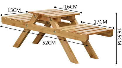 Alpine bamboo desktop plant stand dimensions 52x16.5cm with 3-tier stepped shelf design – SoilMate Collective