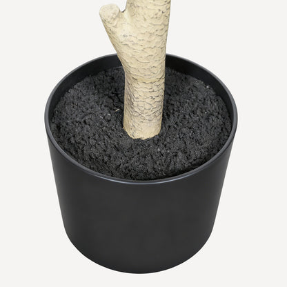 7ft Artificial Fiddle Leaf Fig Tree with Black Pot – Tall Faux Indoor Plant