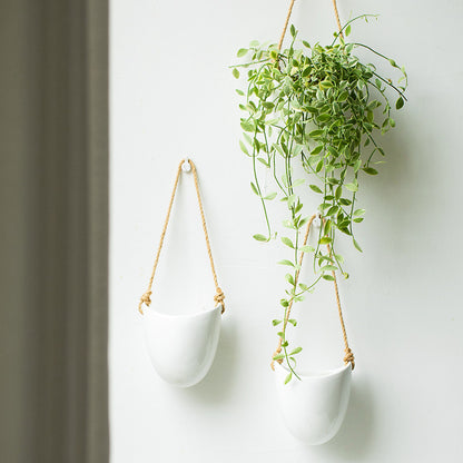 Wall-mounted Flower Pot Half Wall Ceramic Green Plant Free Perforation Balcony