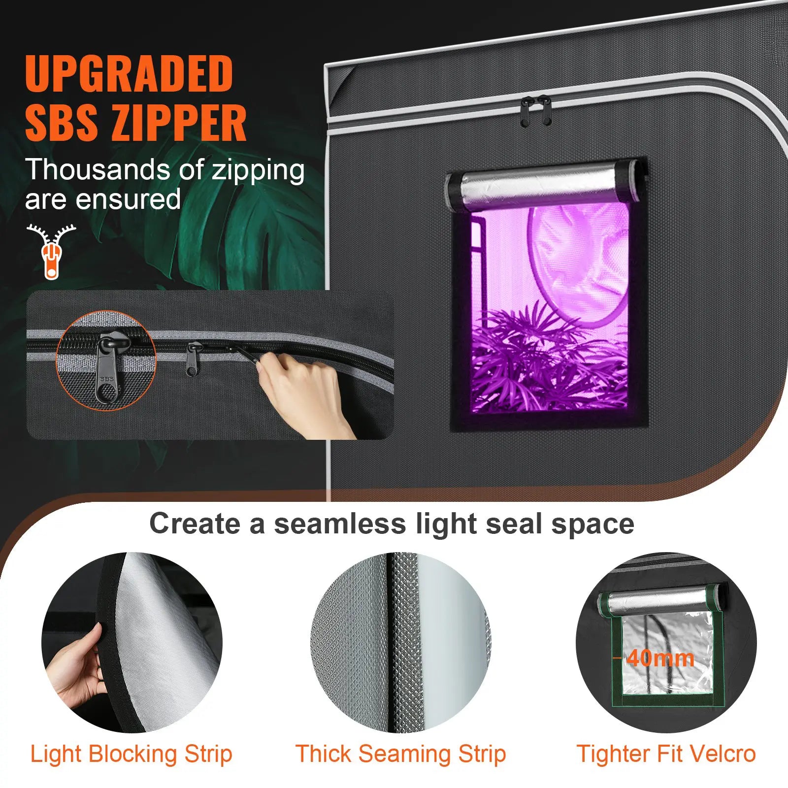 Product image with upgraded SBS zipper feature and light seal space creation details.