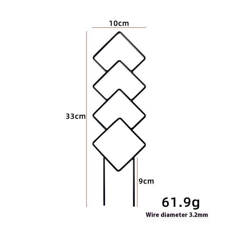 Black iron diamond shape plant climbing support bracket dimensions 10x33cm wire 3.2mm 61.9g – SoilMate Collective