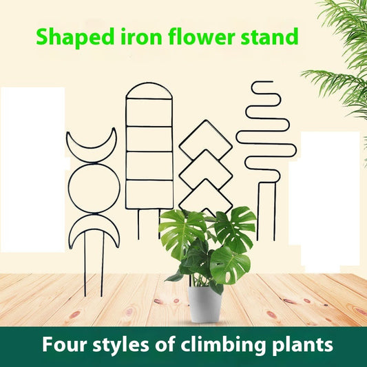 Black iron plant climbing support bracket 5 shapes moon ladder diamond wave decorative flower stand – SoilMate Collective